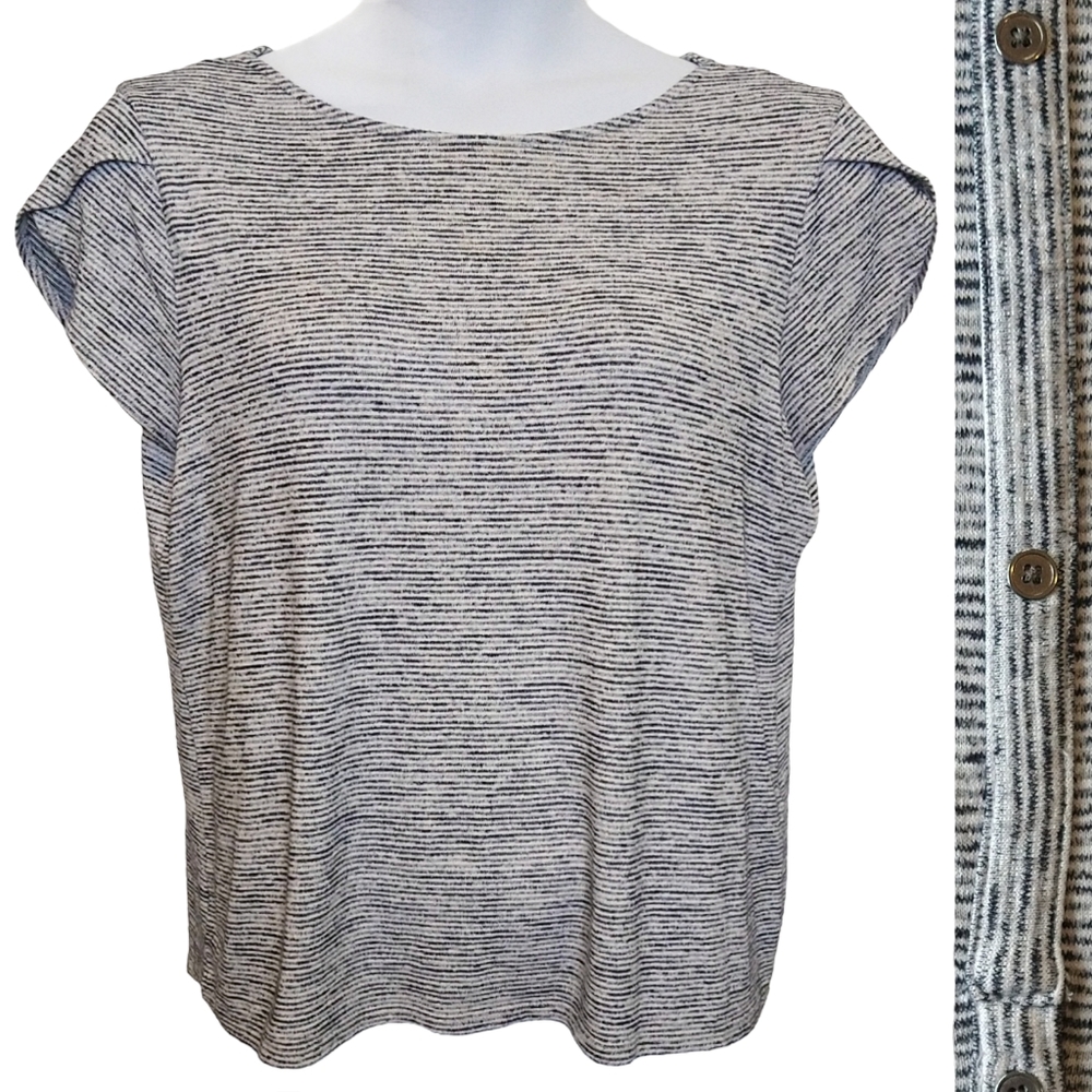 Market & Spruce Black and White Striped Short Sleeve Tee